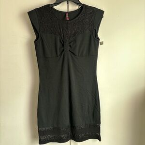 Black bodycon dress with lace detailing